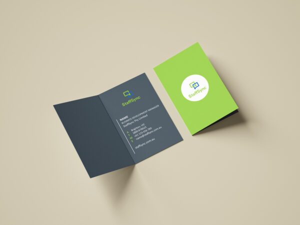 Fold and unfolded business cards
